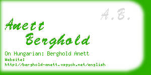 anett berghold business card